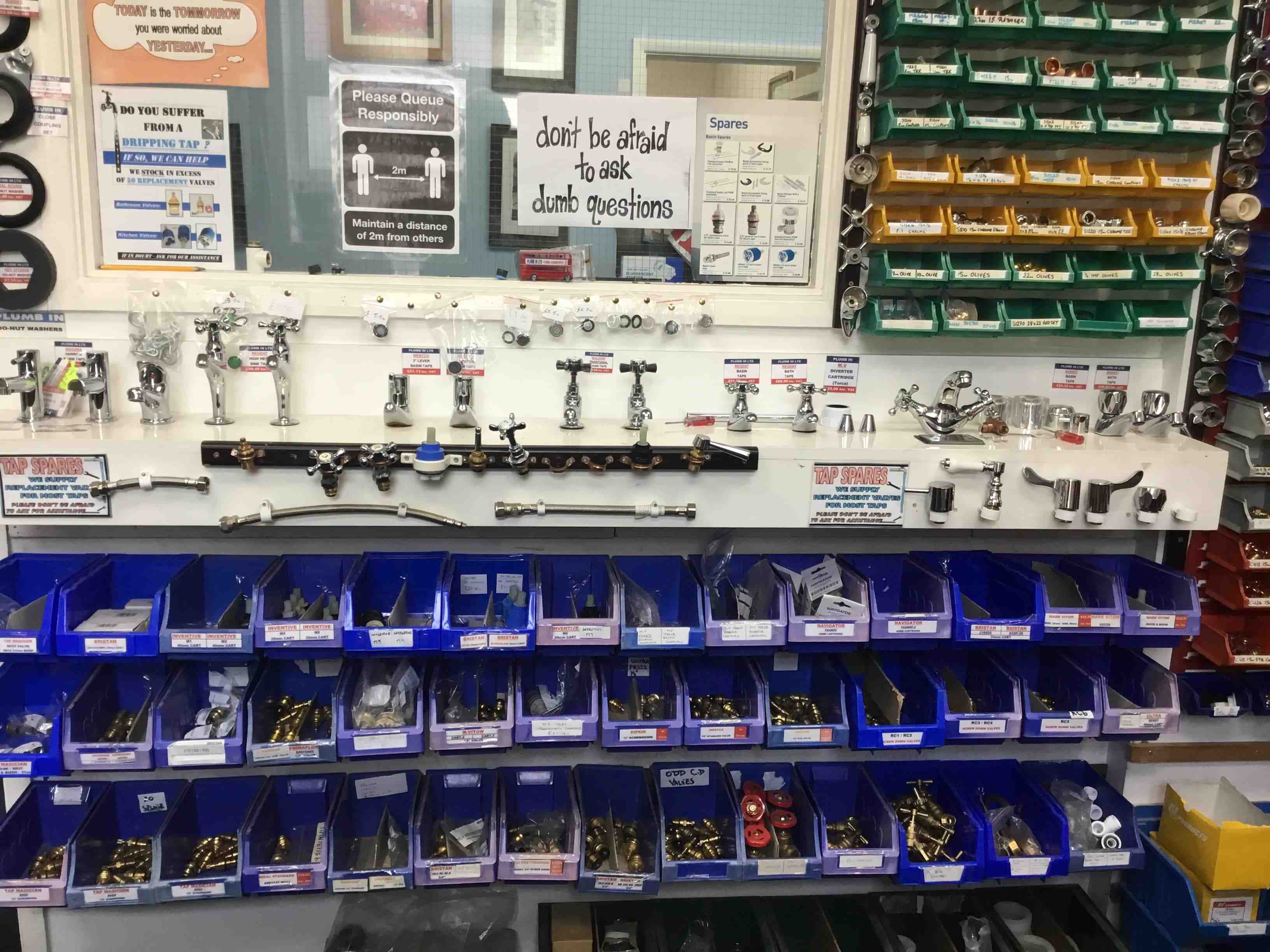 Various spare parts display